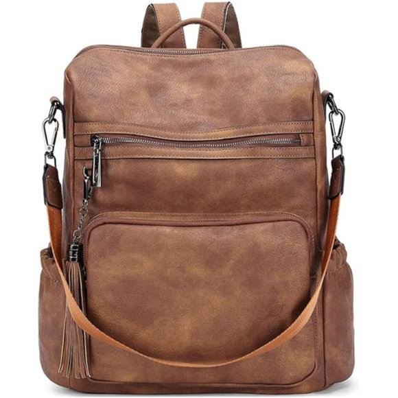 Leather Backpack Purse for Women Designer Ladies Large Travel Convertible Bag main image 6